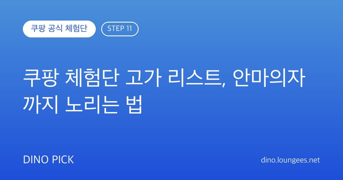 쿠팡 체험단 고가 리스트, 안마의자까지 노리는 법